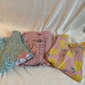 Carter’s Lot of 3 Cotton Footed PJ’s size 5T 🦊 🦉 🍐